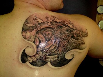 Dmitry Pastukhov - Black and Gray Boar Tattoo